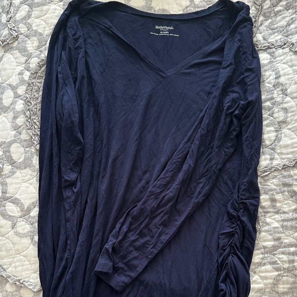 Motherhood Deep Blue V-Neck Long Sleeve